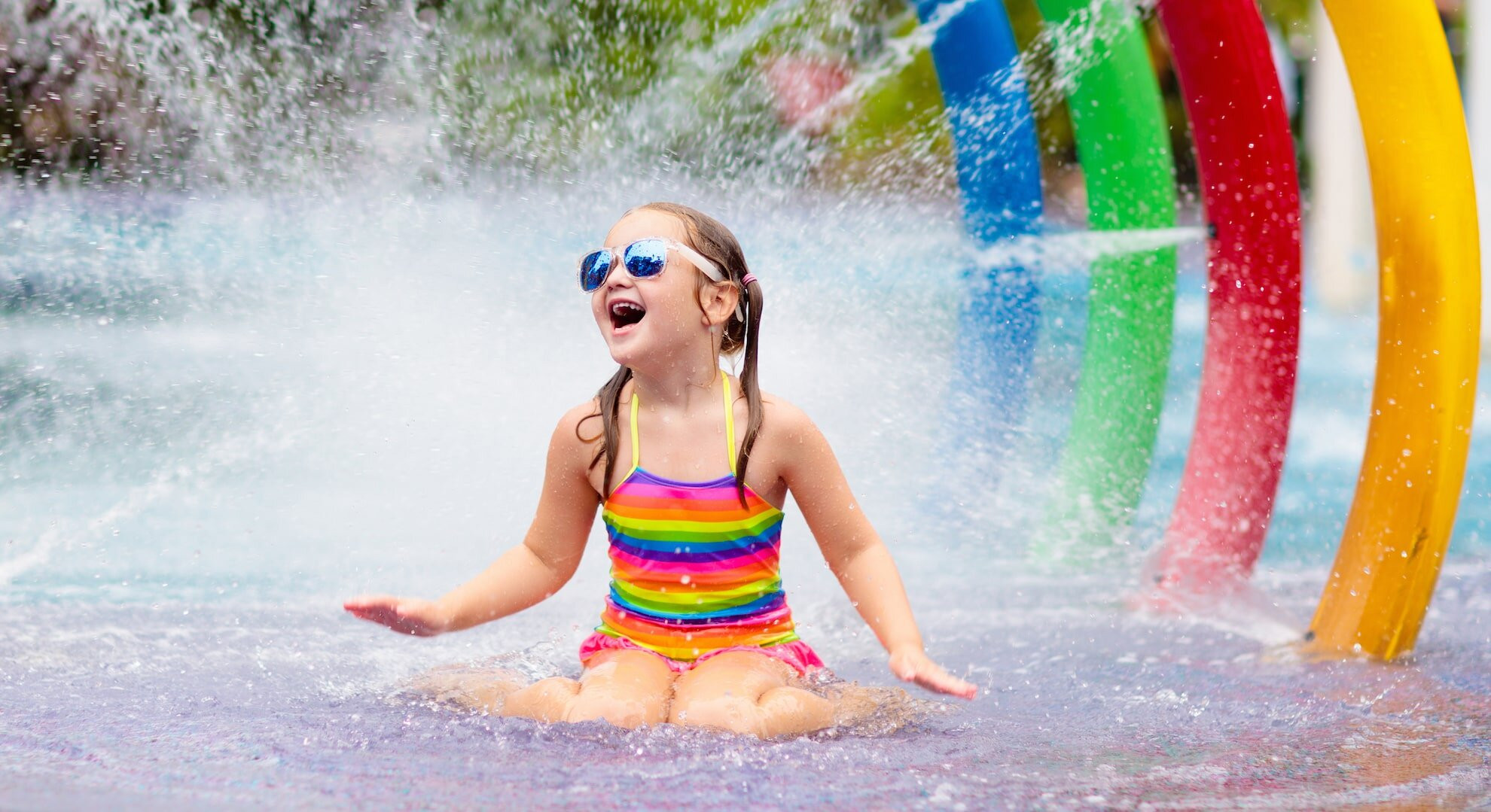 Having fun in a waterpark